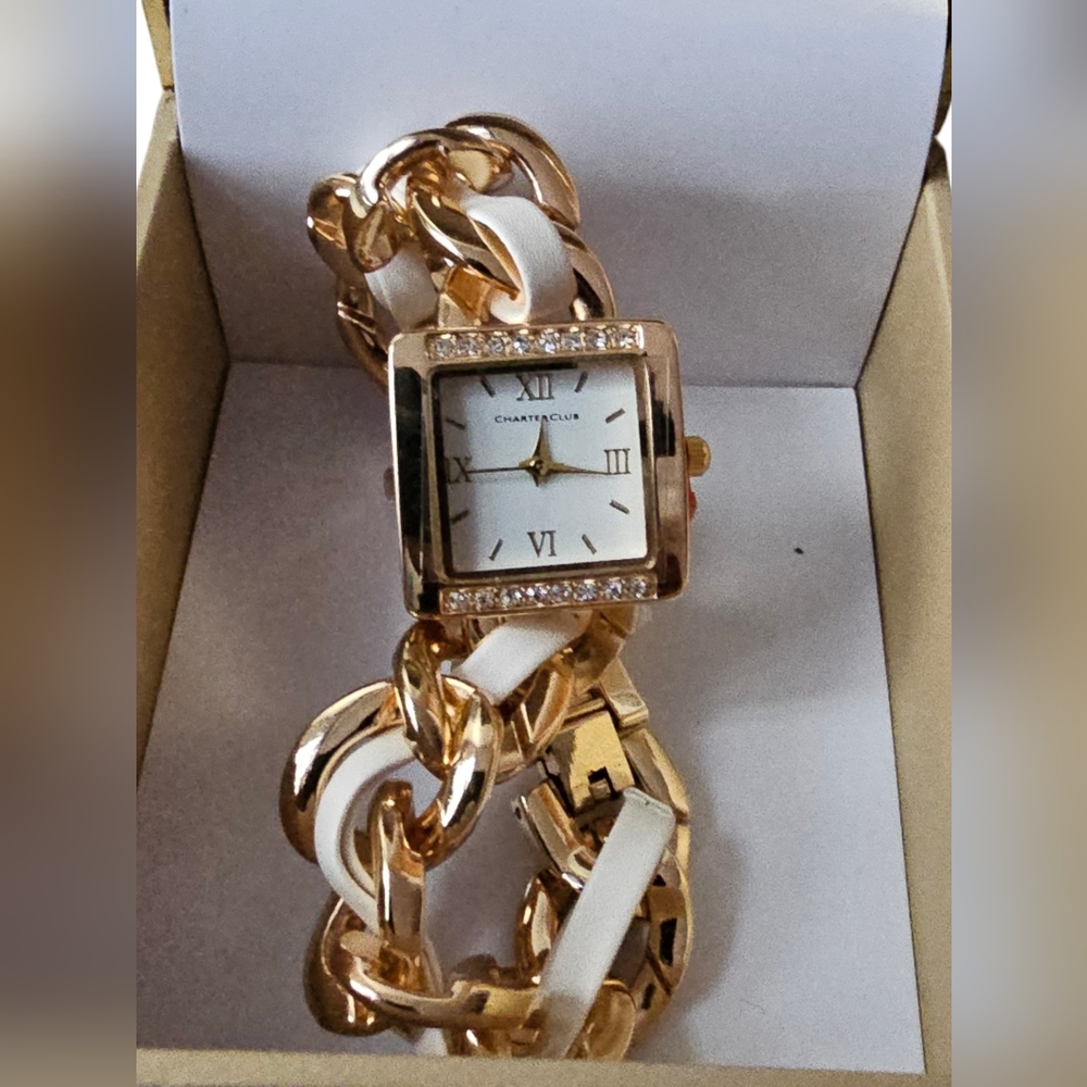 NWT Charter Club Gold and Diamond Watch